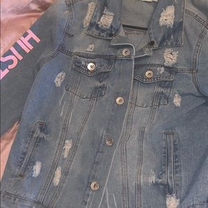 HUSTLER distressed jean jacket